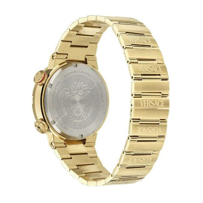 Versace Greca Logo watch caseback showing Versace Medusa head and engraved text