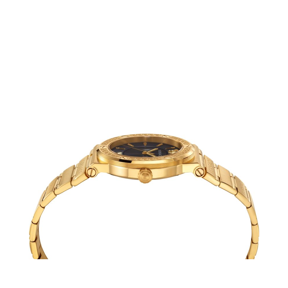 Versace Greca Black Dial Gold Steel Strap Women's Watch - VEVH00820