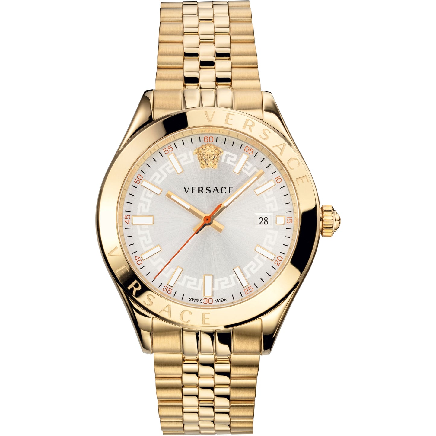 Versace Hellenyium Silver Dial All gold Swiss Movt Date Watch - VEVK00720