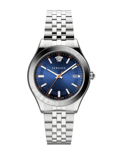 Versace Hellenyium Silver Blue DIal Men's Watch VEVK00921