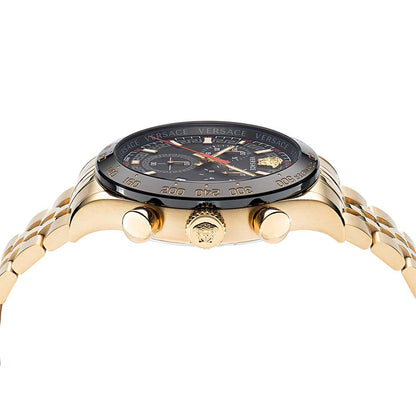 Versace Hellenyium chronograph watch side view displaying case profile and pushers
