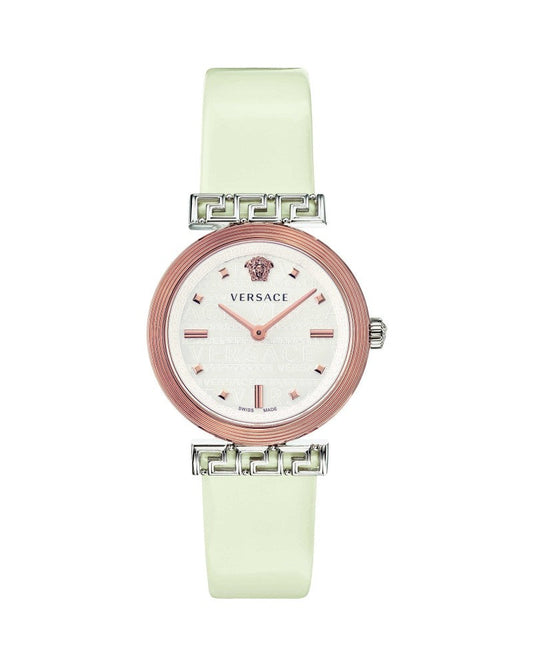 Versace Meander White Leather Strap Women's Watch - VELW00120