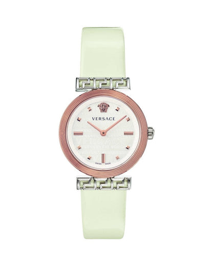 Versace Meander White Leather Strap Women's Watch - VELW00120