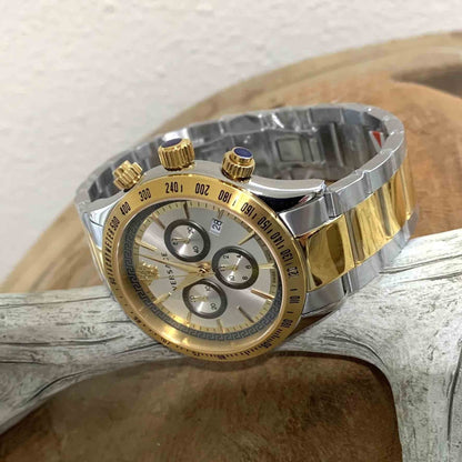Versace Chronograph Two-Tone Stainless Silver Dial Swiss Movt Watch - VEV700519