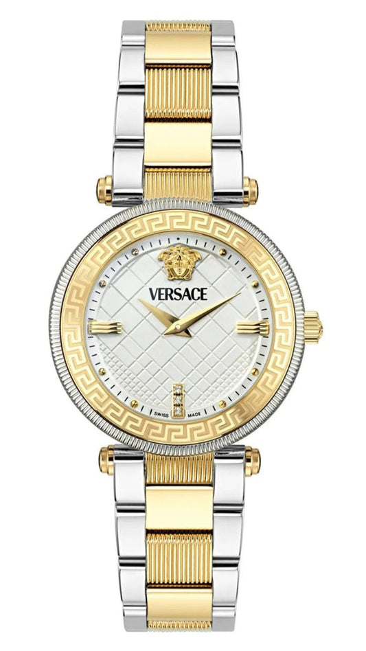 Versace Reve White Textured Dial Two-Tone Swiss Movt Women's Watch - VE8B00724