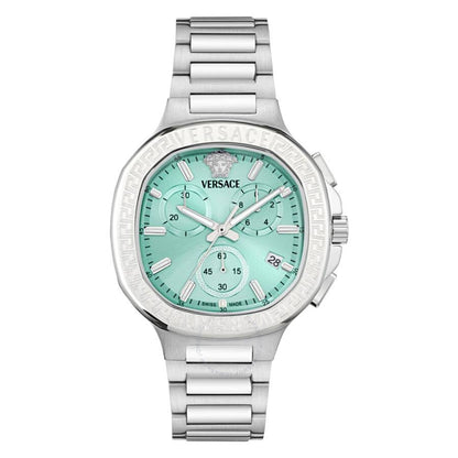 Versace V-Chrono Square Chronograph Quartz Turquoise Dial Watch VEVCA0324