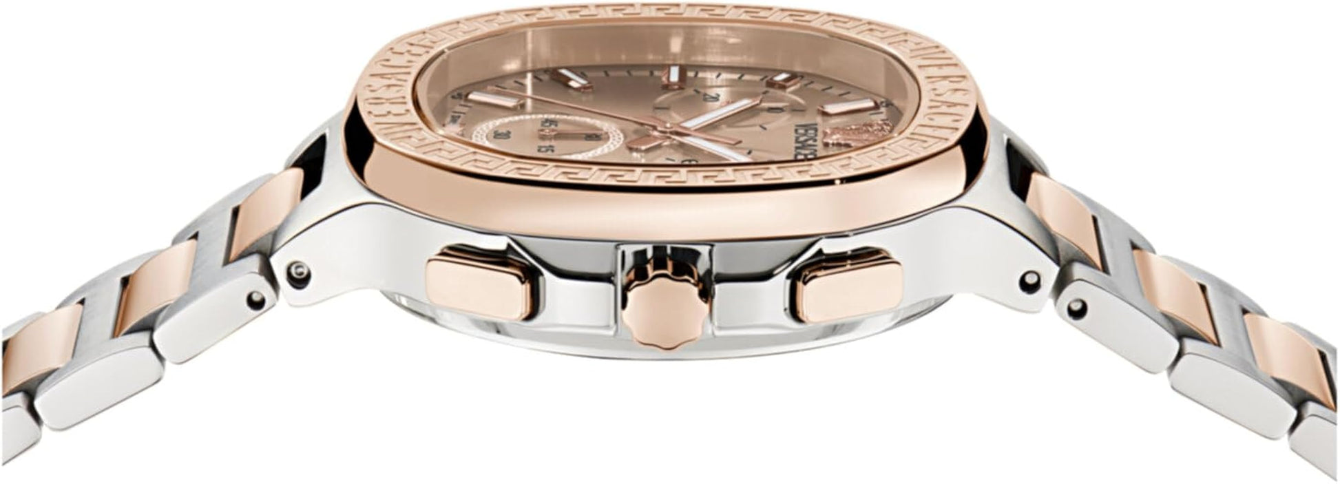 Versace V-Chrono Square Chronograph Quartz Rose Gold Dial Watch VEVCA0524