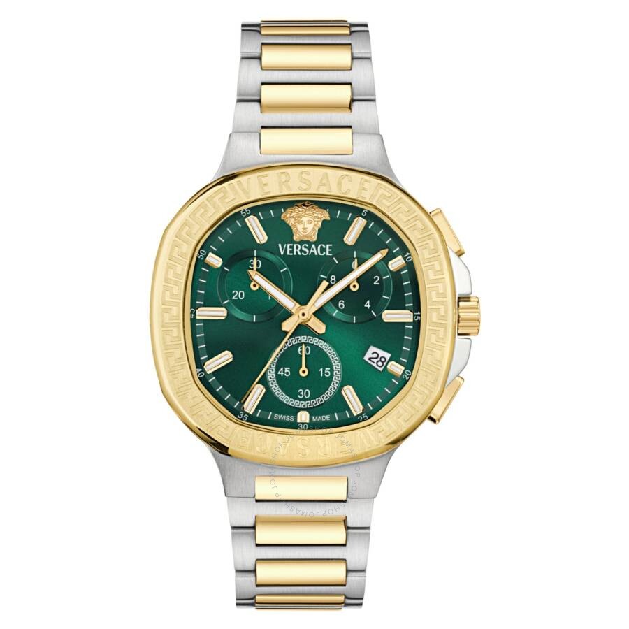 Versace V-Chrono Square Chronograph Quartz Green Dial Watch VEVCA0624