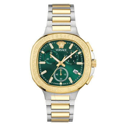 Versace V-Chrono Square Chronograph Quartz Green Dial Watch VEVCA0624