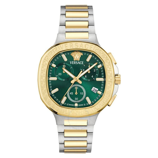 Versace V-Chrono Square Chronograph Quartz Green Dial Watch VEVCA0624