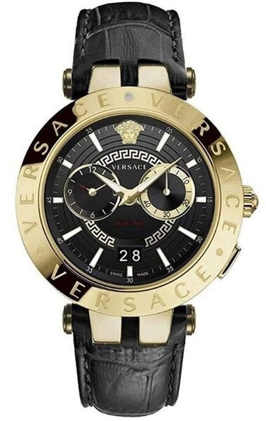 Versace V-Race Black Leather Strap Men's Watch VEBV00119