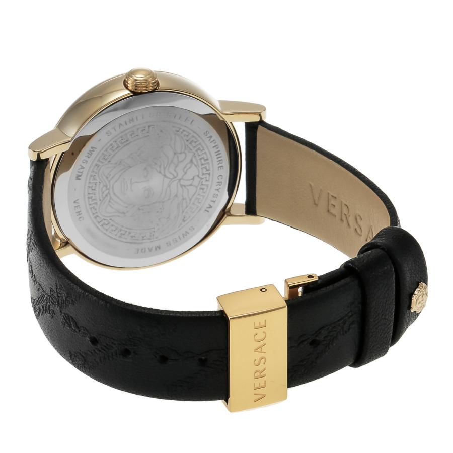 Versace Virtus Quartz Black Dial Black Leather Women's Watch - VEHC00119