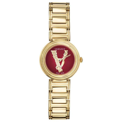 Versace Virtus Gold Mini Red Dial Women's Watch VET300321