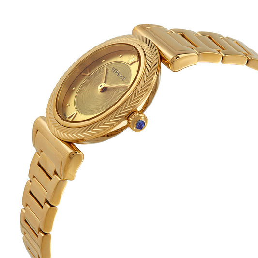 Versace V-Motif Quartz Gold Dial Ladies Watch VERE00618