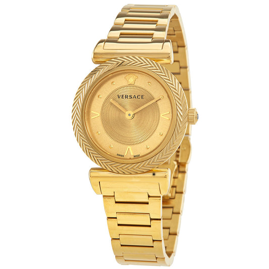 Versace V-Motif Quartz Gold Dial Ladies Watch VERE00618