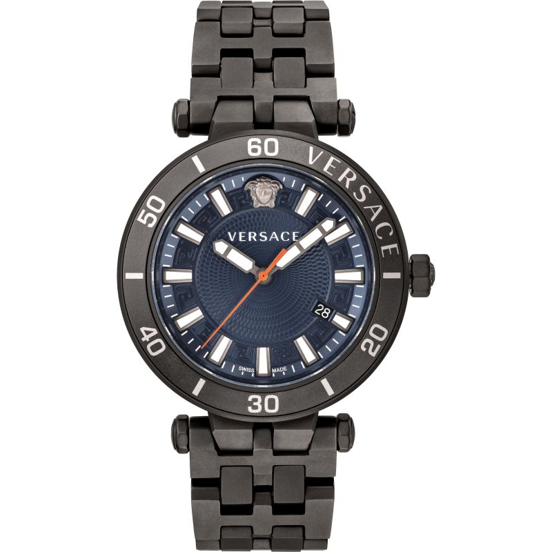 Versace Z3-Greca Sports black men's watch with dark blue dial and Versace logo