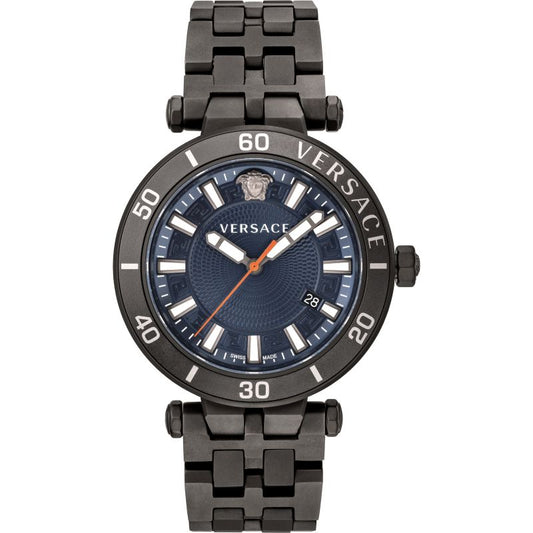 Versace Z3-Greca Sports black men's watch with dark blue dial and Versace logo