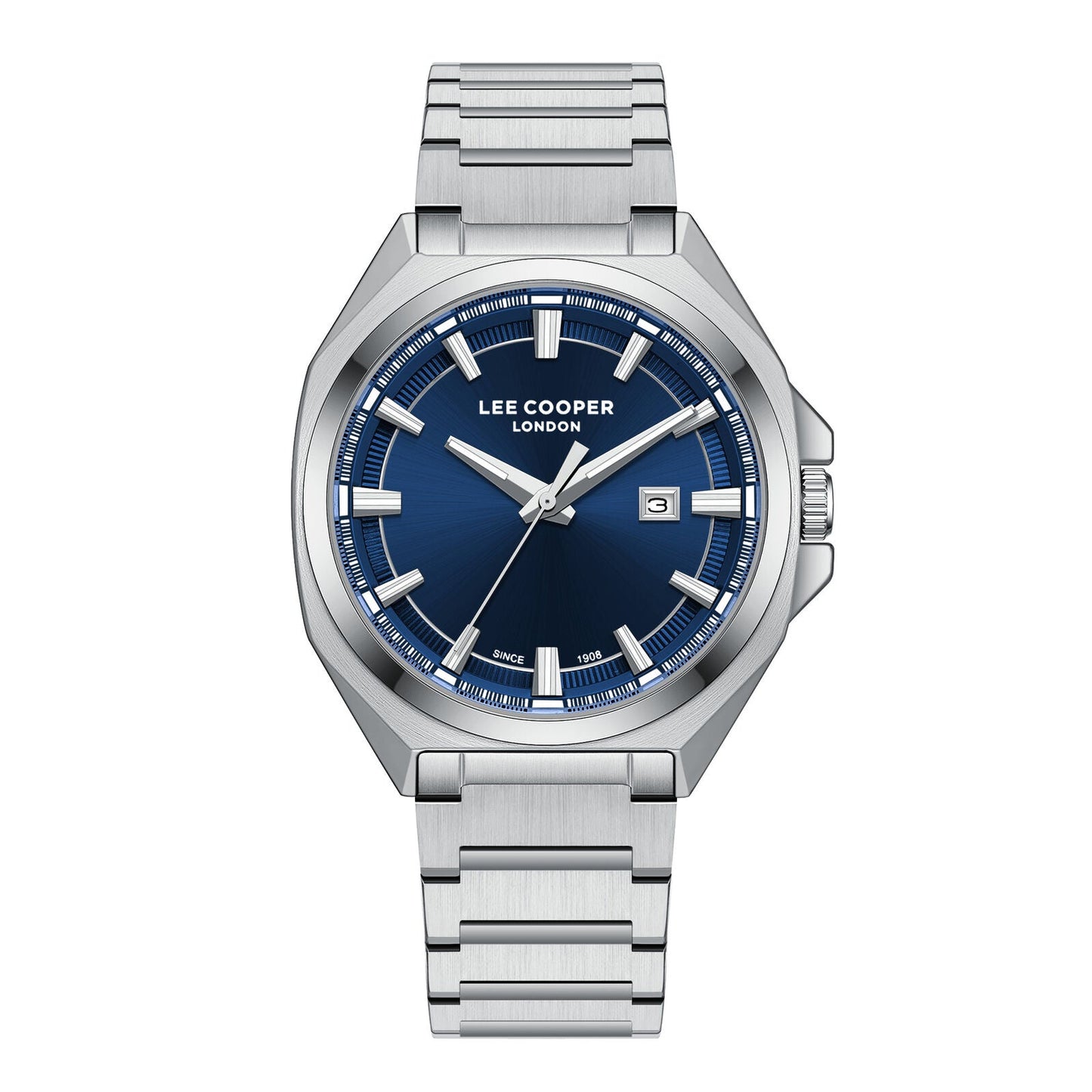 Lee Cooper Oswin Date Window Blue Dial Silver Watch - LC08271.390