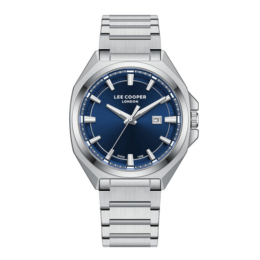 Lee Cooper Oswin Date Window Blue Dial Silver Watch - LC08271.390