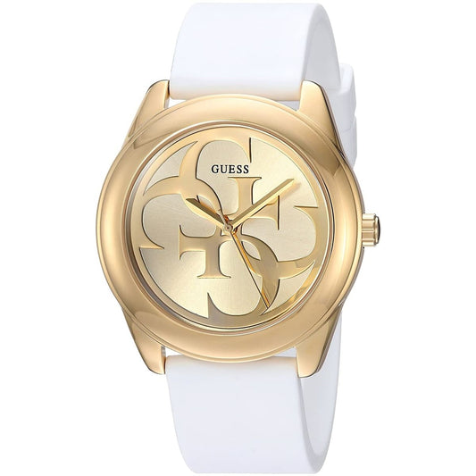 Guess Women's Gold Dial White Silicone Band Women's Watch  W0911L7 - Big Daddy Watches