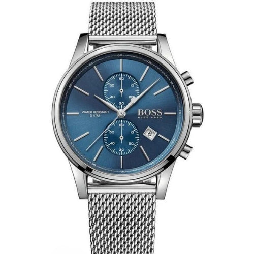 Hugo Boss Jet Chronograph Blue Dial Silver Mesh Bracelet Watch for Men - 1513441