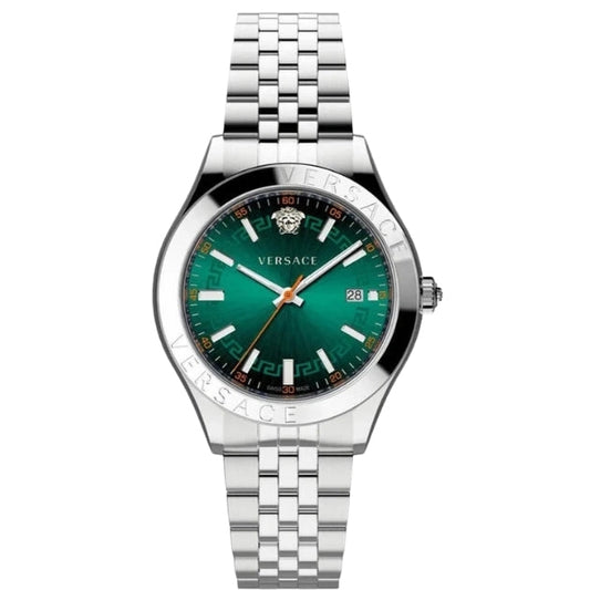 Versace Hellenyium Silver Green Dial Men's Watch VEVK01021