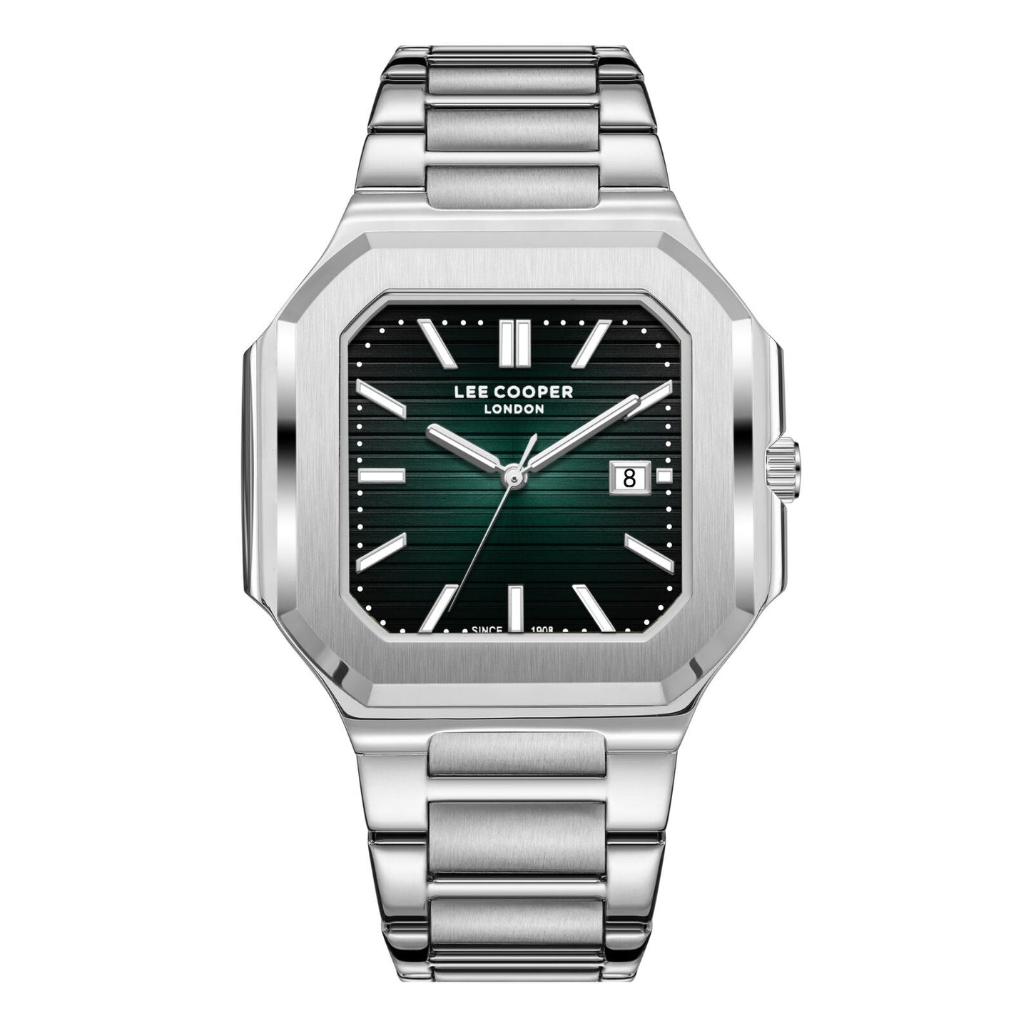 Lee Cooper Maxime Square Case Green Dial Silver Watch - LC08269.370