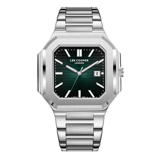 Lee Cooper Maxime Square Case Green Dial Silver Watch - LC08269.370