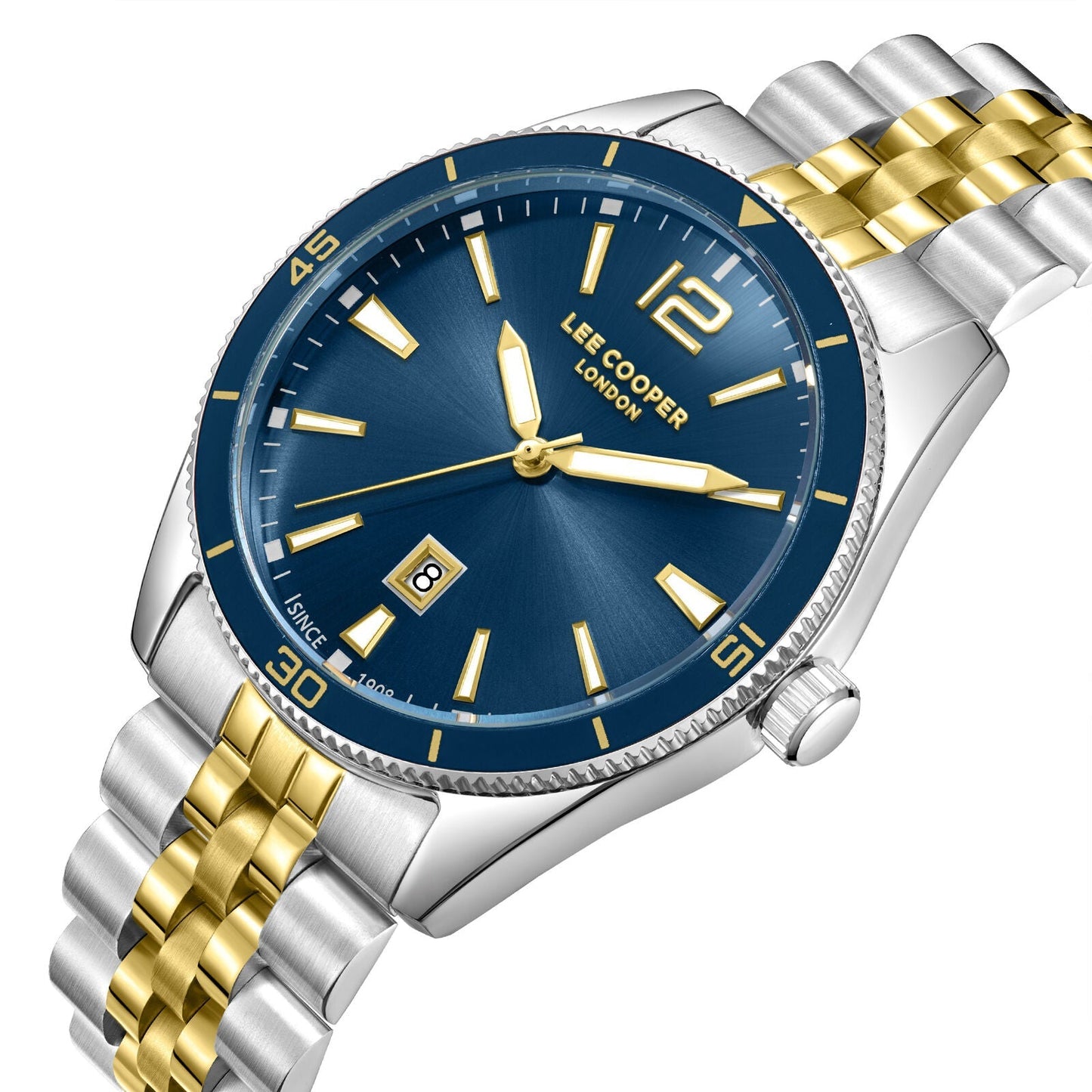 Lee Cooper Oswin Date Window Blue Dial Two Tone Watch - LC08281.290
