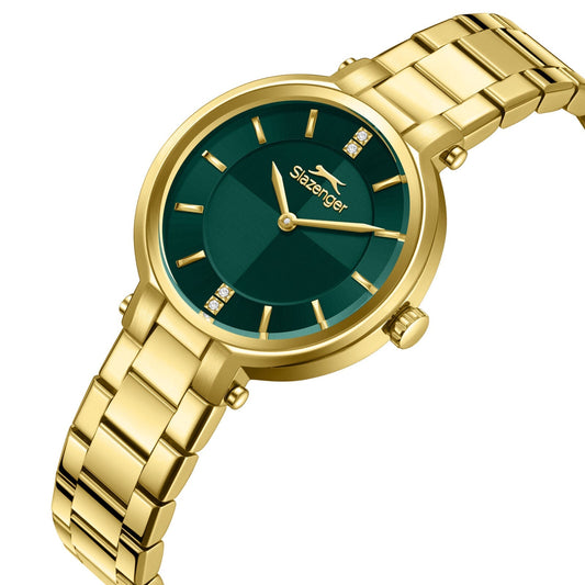 Slazenger Green Sunray Dial Gold Watch - SL.09.2593.3.170