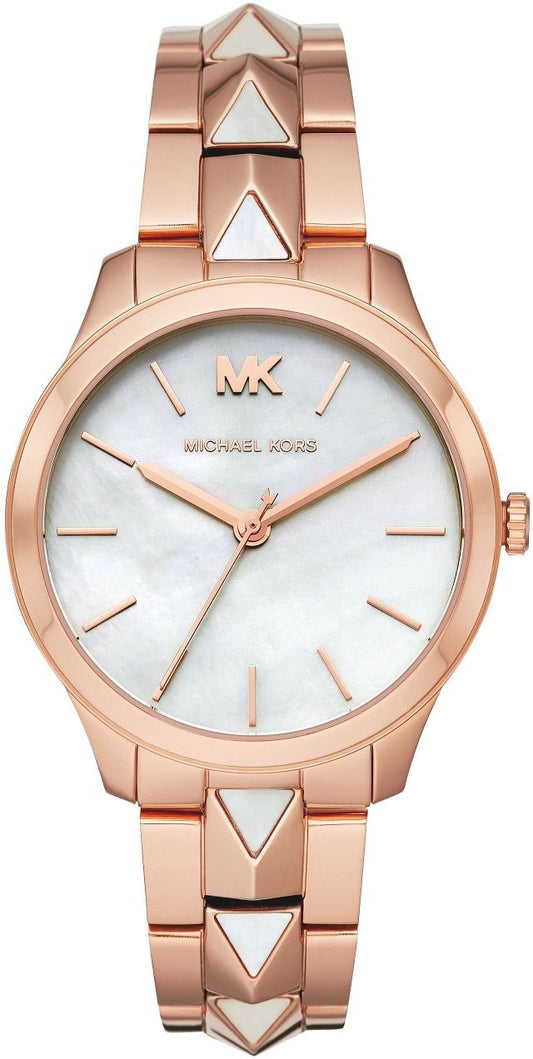 Michael Kors Runway Mercer White MOP Dial Rose Gold Women's Watch - MK6671