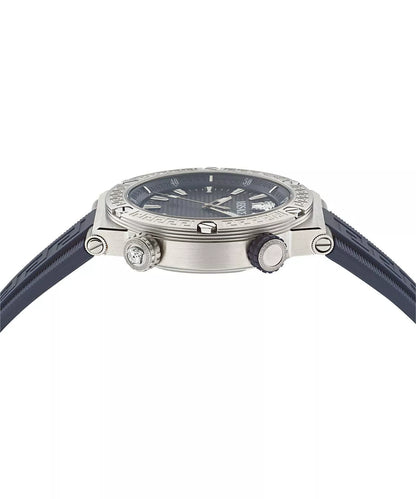Versace Greca Swiss Movement Blue Dial Silver Watch - VE8G00124