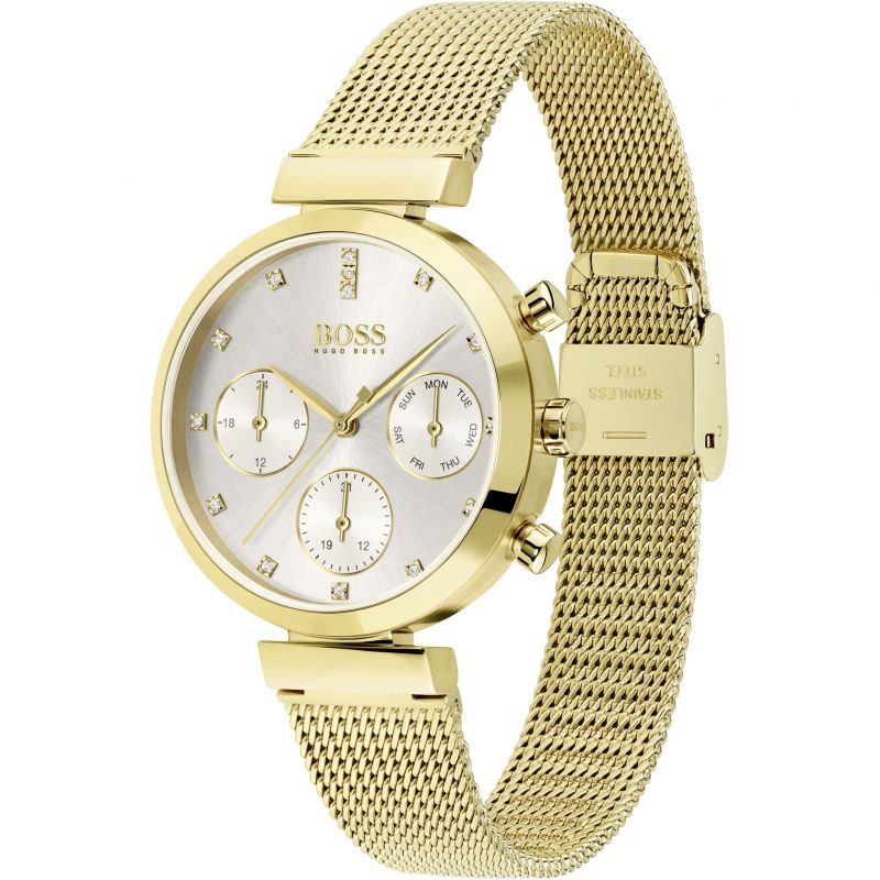 Hugo Boss Flawless Gold Mesh Women's Watch 1502552 - Big Daddy Watches #2