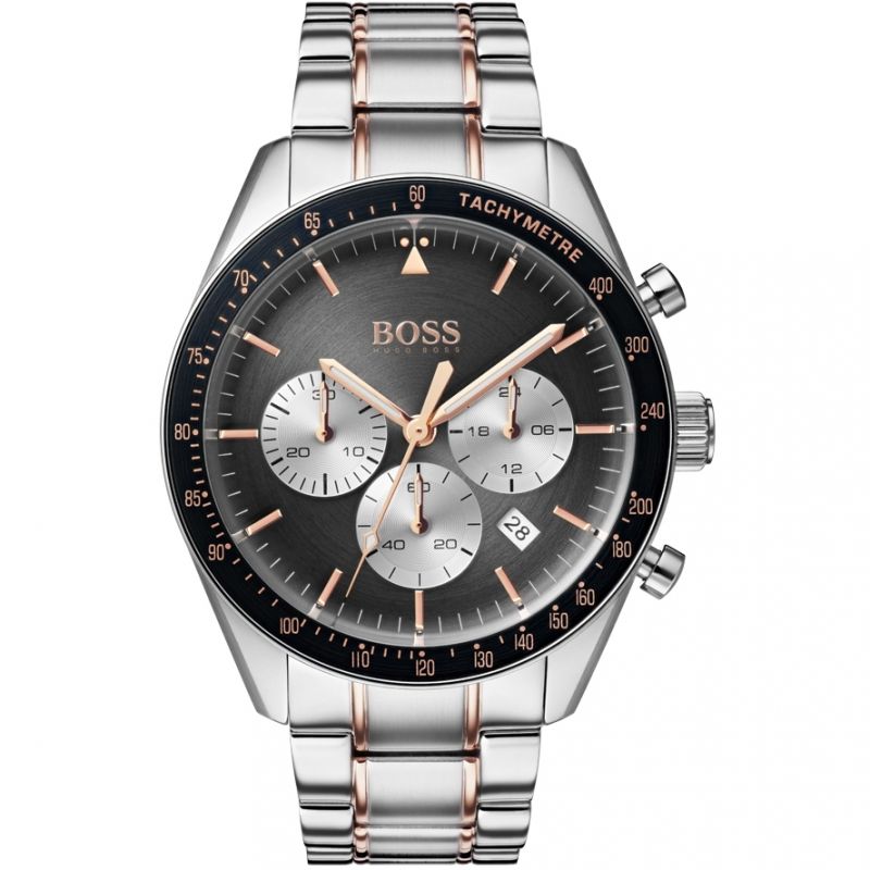 Hugo Boss Trophy Chronograph Grey Dial Men's Watch 1513634 Water resistance: 50 meters Movement: Quartz   