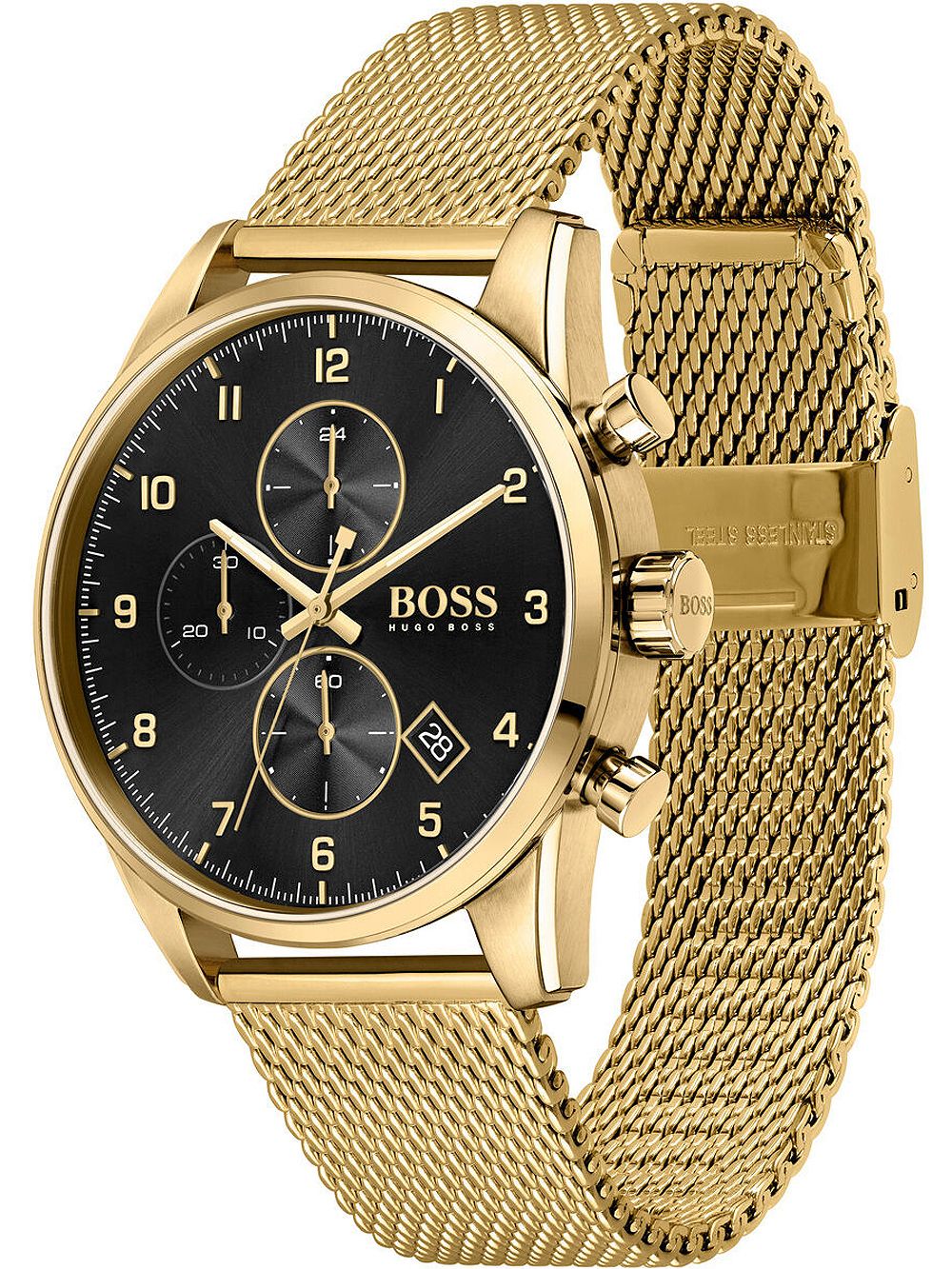 Hugo Boss Skymaster Gold Mesh Men's Watch 1513838 - Big Daddy Watches #2