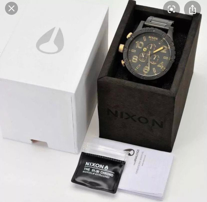 Nixon 51-30 Chronograph Matte Black & Gold Men's Watch A083-1041