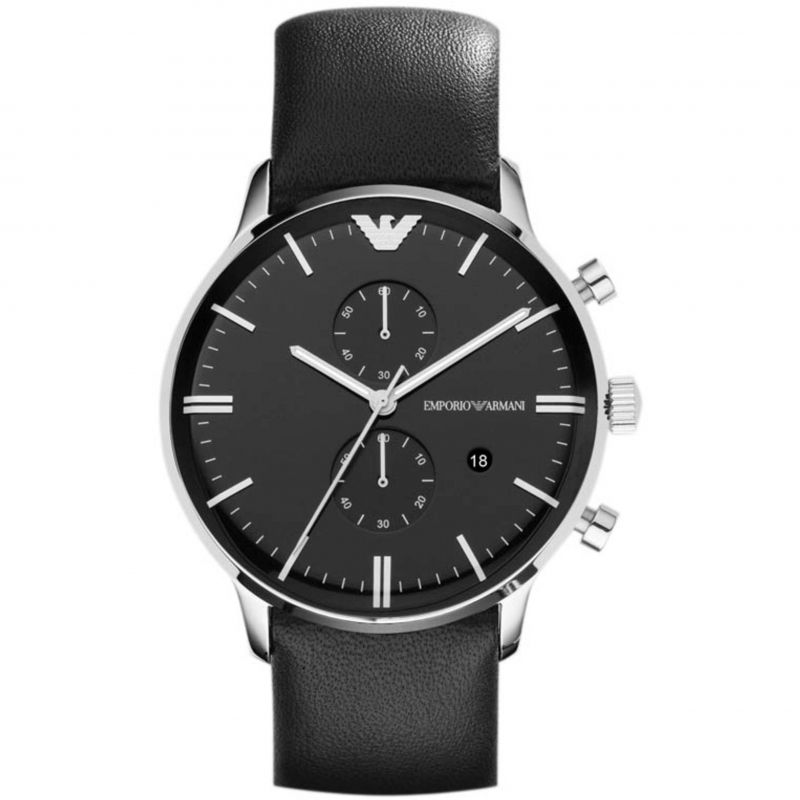 Emporio Armani Black Leather Men's Watch#AR0397 - Big Daddy Watches