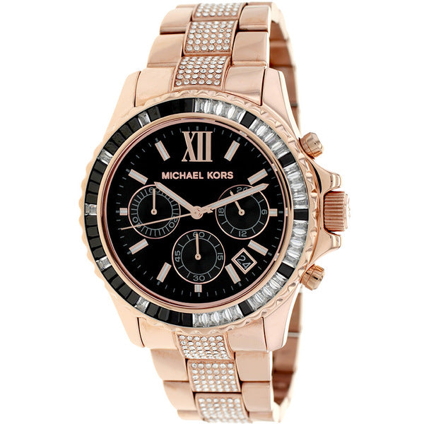 Michael Kors Rose Gold Everest Black Dial Chronograph Women's Watch  MK5875 - Big Daddy Watches