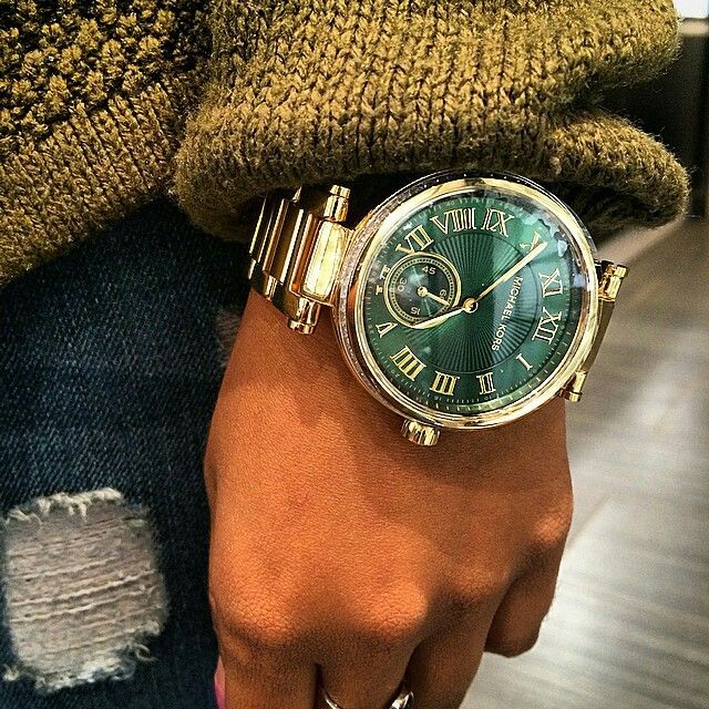 MICHAEL KORS Skylar Emerald Green Dial Gold-tone Ladies Watch MK6065