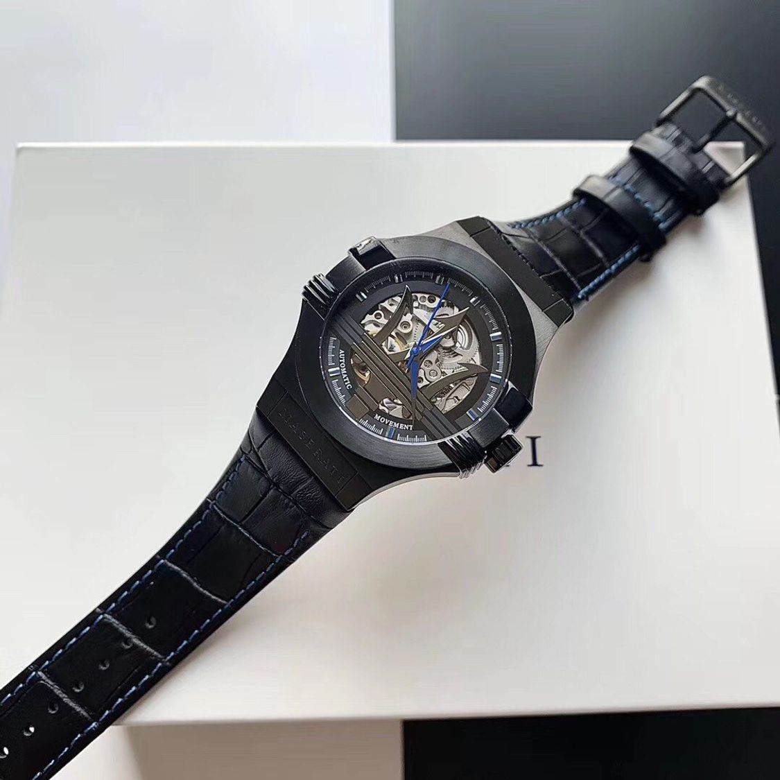 Maserati Potenza Black Dial Black Leather Men's Watch R8821108009