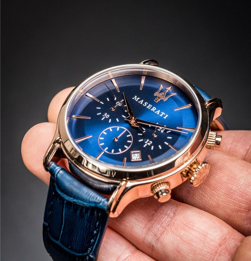 Maserati Epoca Blue Dial Blue Leather Men's Watch R8871618007