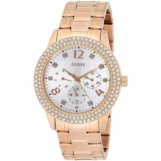 Guess Bedazzle Rose Gold Silver Dial  Women's Watch W1097L3