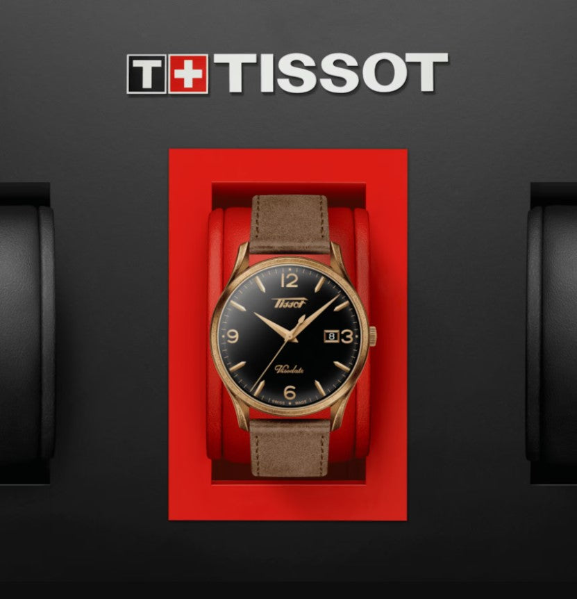 TISSOT Heritage Visodate Antique Bronze Black Dial Brown Leather Men's Watch T118.410.36.057.00