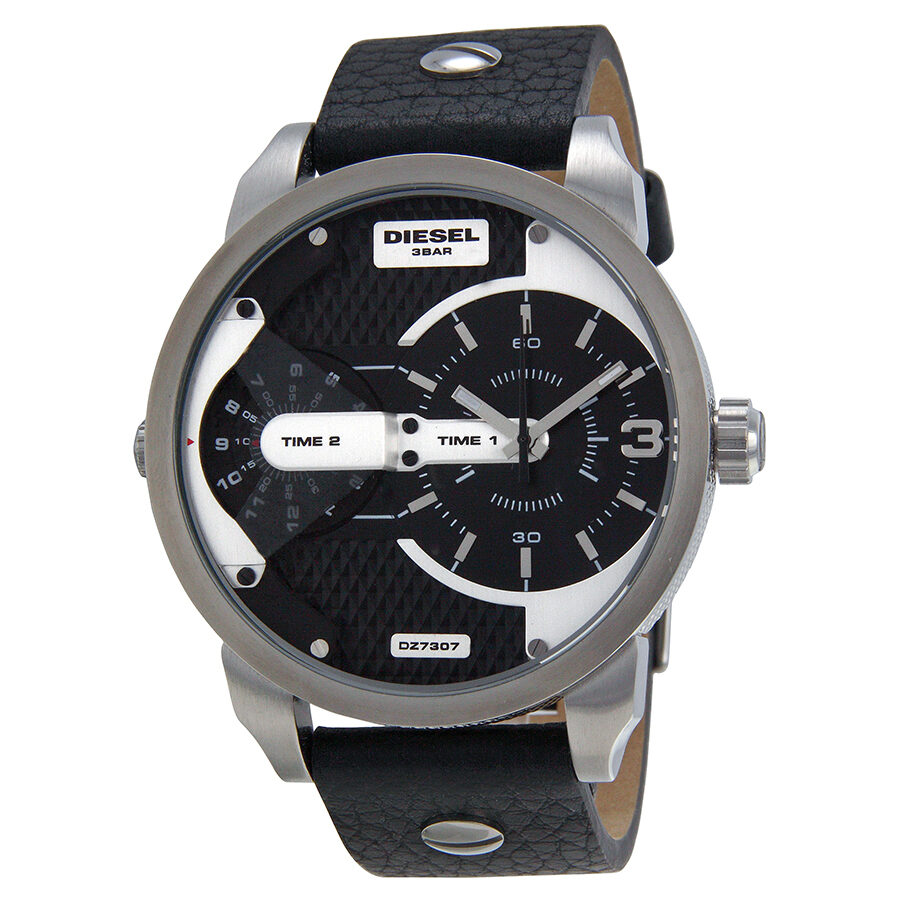 Diesel Mini Daddy Black Dial Black Leather Men's Watch DZ7307 - BigDaddy Watches
