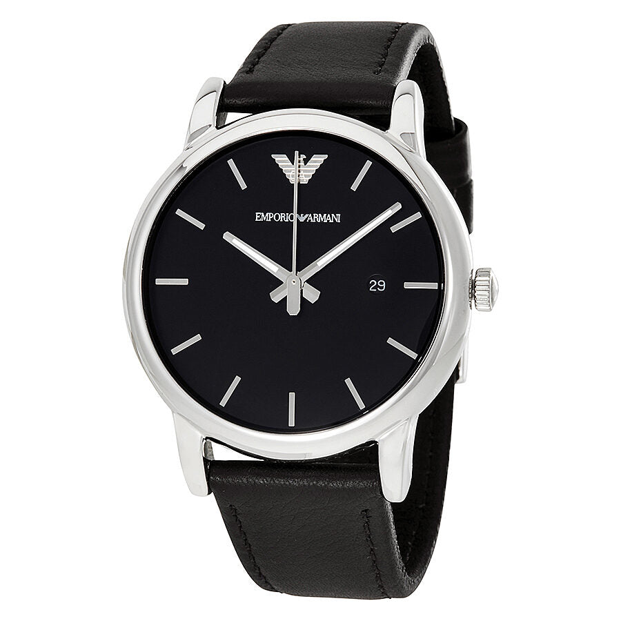 Emporio Armani Classic Black Dial Black Leather Men's Watch AR1692 - BigDaddy Watches