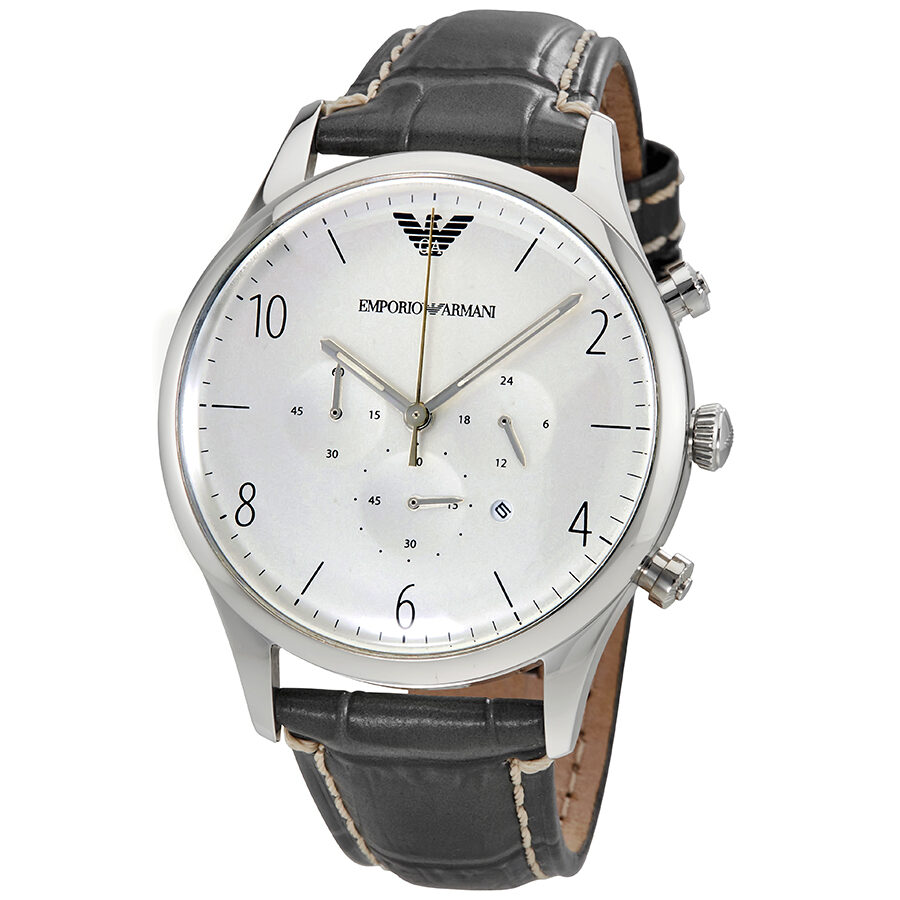 Emporio Armani Classic Silver Dial Men's Chronograph Watch AR1861 - BigDaddy Watches
