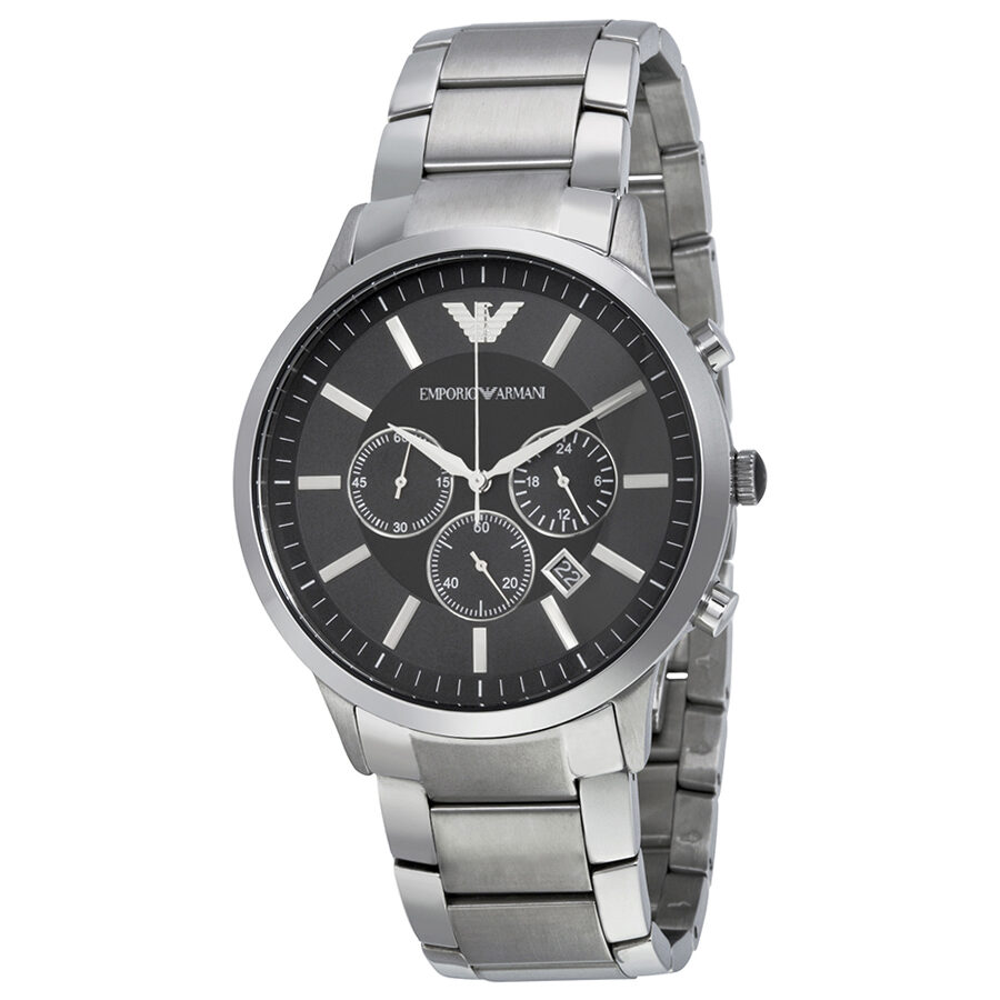Emporio Armani Sportivo Chronograph Black Dial Steel Men's Watch AR2460 - BigDaddy Watches