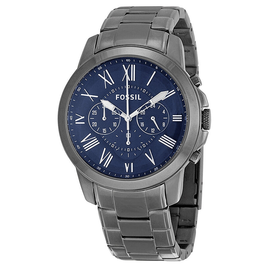Fossil Grant Chronograph Dark Blue Dial Smoke Ion-plated Watch FS4831 - BigDaddy Watches