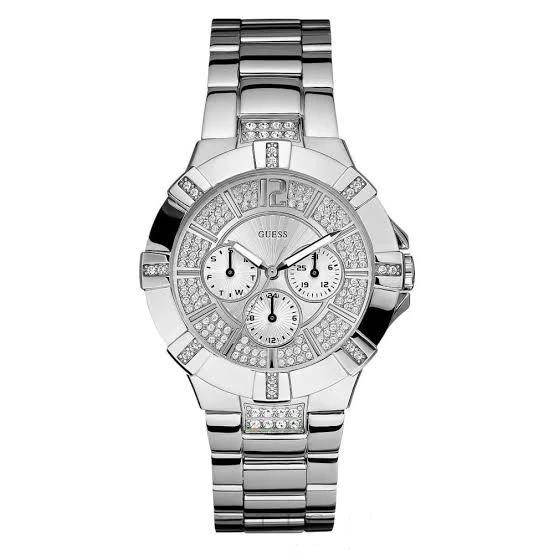 Guess Vista Ivory Crystal Paved Silver Ladies Watch W12080L1