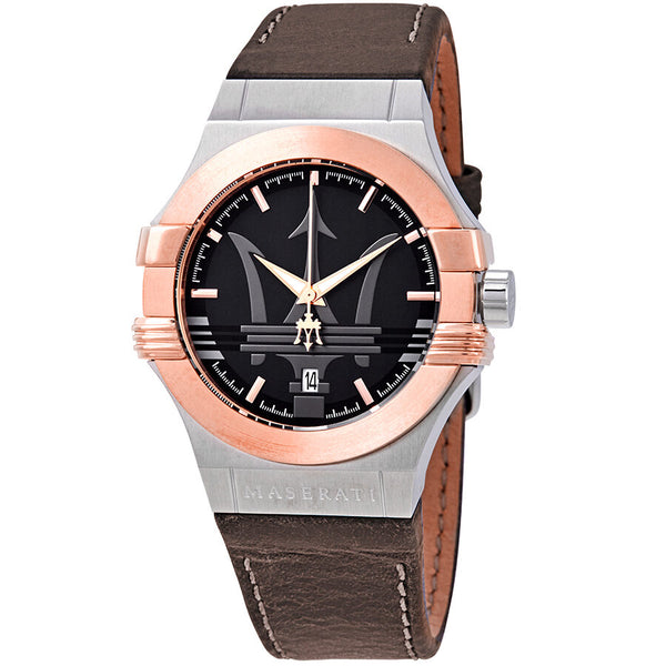 Maserati Potenza Black Dial Leather Strap Men's Watch R8851108014